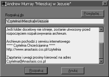 Widok okna przykładowego archiwum